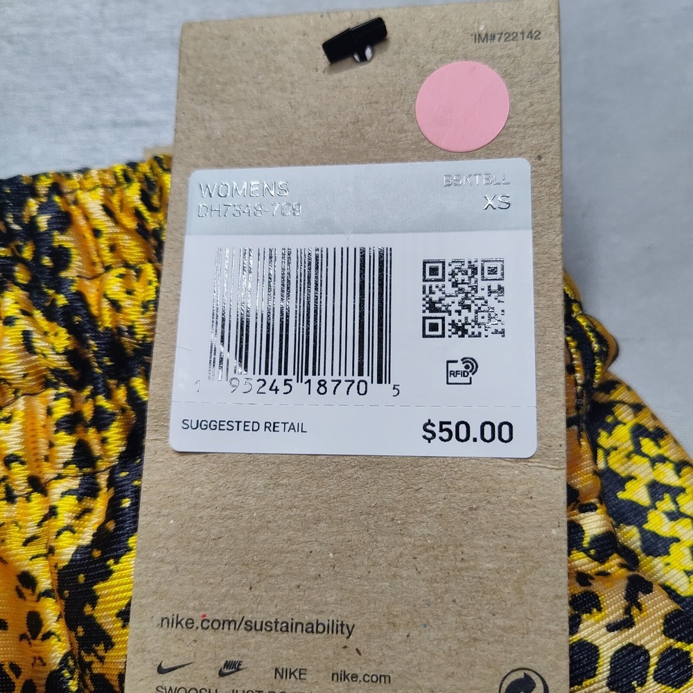 NIKE FLY Women XS Vivid‎ Sulfur DRI-FIT Loose Snake Print Basketball Shorts NEW - Picture 9 of 16